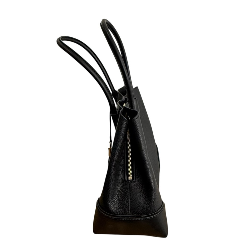 Michael Kors Mercer Gallery Medium Faux Pebble Leather Center Zip Tote Bag Black - Picture 8 of 16